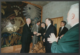 Opening ceremony of Glucksman Library by an Taoiseach Bertie Ahern, Bertie Ahern viewing the Norton Collection, Damaged Library Plaque, Unveiling of Desmond Kinney's mosaic and plaque outside the library Board Room