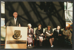 Shots of dignitaries on UL campus including Mary McAleese, an event featuring P. Leo Colgan, opening of a Gordon Lambert collection by Dr Ed Walsh in 1997