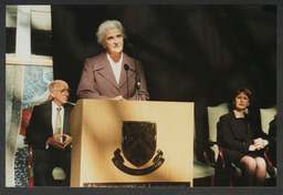 Shots of dignitaries on UL campus including Mary McAleese, an event featuring P. Leo Colgan, opening of a Gordon Lambert collection by Dr Ed Walsh in 1997