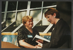 Shots of dignitaries on UL campus including Mary McAleese, an event featuring P. Leo Colgan, opening of a Gordon Lambert collection by Dr Ed Walsh in 1997