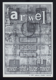 Postcard promoting performances of 'Farewell to Ancient Evenings', page 1