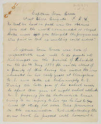 Handwritten brief biographical account of Captain Se·n Breen, page 1