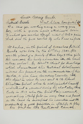 Handwritten brief biographical account of Commandant P·draig Burke, page 1