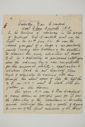 Handwritten brief biographical account of Section Commander Daniel Crawford, page 1