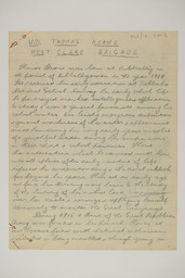 Handwritten brief biographical account of Volunteer Thomas Keane, page 1