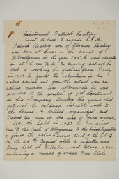 Handwritten brief biographical account of Lieutenant Patrick Keating, page 1