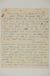 Handwritten brief biographical account of Commandant Christopher McCarthy, page 1