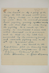 Handwritten brief biographical account of Volunteer Se·n McSweeney, page 2