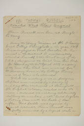 Handwritten brief biographical account of Thomas Russell, page 1