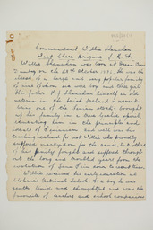 Handwritten brief biographical account of Commandant William Shanahan, page 1