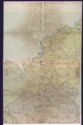 Section 2 of an early nineteenth-century manuscript map of county Tipperary in nine linen-backed sections drawn on a scale of two inches to an Iris Mile.