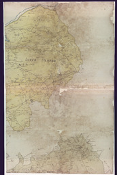 Section 3 of an early nineteenth-century manuscript map of county Tipperary in nine linen-backed sections drawn on a scale of two inches to an Iris Mile.