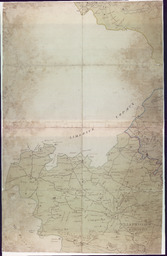 Section 4 of an early nineteenth-century manuscript map of county Tipperary in nine linen-backed sections drawn on a scale of two inches to an Iris Mile.