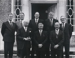 The heads of the 7 universities at the signing of the commencement order for the Universities Act at NUI Maynooth