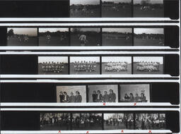 [Print of various negatives depicting the Gaelic Football match between NCPE and UCD in 1975, a Students’ Union press conference held in January 1976 and also scenes of student protest at Plassey Campus.]