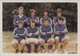 [Group portrait of the team from TCE who partook and won in the Sneem Annual 7-aside Gaelic Football tournament.]