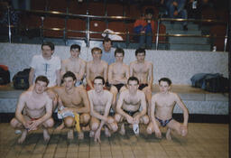 [Group portrait of a male swimming team.]