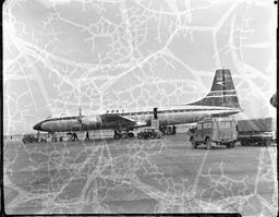 British Overseas Airways Corporation (BOAC) Britannia Jet-Propeller Airliner Standing on the Ramp at Shannon