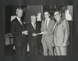 Presentation of a scholarship to Colm Prendergast by Eugene O'Sullivan, President of the Irish-US Council for Industry & Commerce