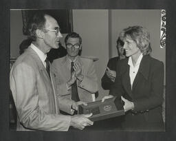 Jean Kennedy-Smith presenting O'Malley Art Awards at University of Limerick