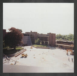 View from top of Foundation Building during construction of the Glucksman Library