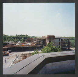 View from top of Foundation Building during construction of the Glucksman Library