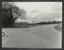 Road and polytunnel on campus