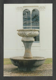 Lion head fountain near Plassey House