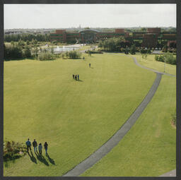 Elevated views of the campus taken from an aerial work platform