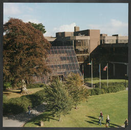 Elevated views of the campus taken from an aerial work platform