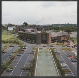 Elevated views of the campus taken from an aerial work platform