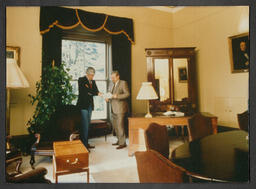 John McGinn and Noel Mulcahy inside the University Club, Plassey House