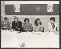 Mary O'Rourke, Mary White, and Orla Guerin at a "Women in Business and in Public Life" lecture at the University of Limerick