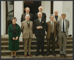 Group with Dr Ed Walsh and Anne Sadlier outside Plassey House