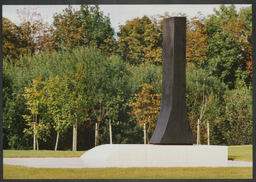 Shots of erection of sculpture by Michael Warren in front of Plassey House