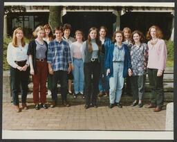 Group shots of students on campus labelled "Anne Ryan" & "Humanities Prints"