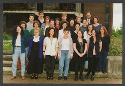 Group shots of students on campus labelled "Fionnuala McMahons groups"