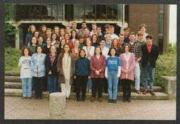 Group shots of students on campus labelled "Fionnuala McMahons groups"