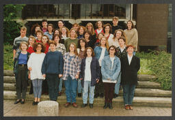 Group shots of students on campus labelled "Fionnula McMahons groups"