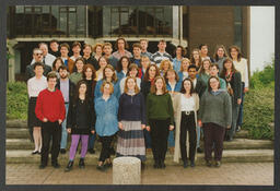 Group shots of students on campus labelled "Fionnula McMahons groups"