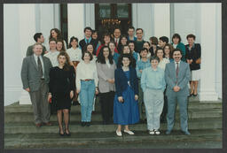 Shots of school children on stage, playing musical instruments, engaged in sport activities etc, a woman in a crockery/candle shop, [Croom Mills?] Museum and a group shot outside Plassey House