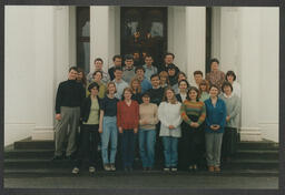 Group shot of students on campus labelled "4th Eng 96", group shot of students in front of Plassey House labelled "European Integration May 96"