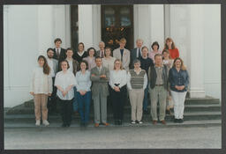 Group shots of students and staff on campus labelled "International Studies May 96", Group shots labelled "MST May 96"