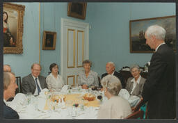 Group shots of formal occasion with Dr Ed Walsh in Plassey House labelled "Irish watercolour society presentations July 1995 & two [Armenian?] Friends of Dr Walsh"