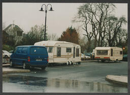 Caravans in car park, construction site in UL, model of student accommodation