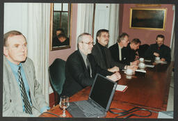 Group shots in front of Plassey House and a meeting inside