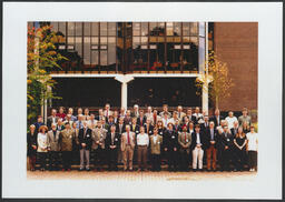 Mechanical and Aeronautical Engineering staff in front of the Main Building at the University of Limerick