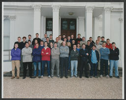 Various group photos on campus including graduations - some labelled Tom Geary, Law and European Studies, Tom Kennedy, humanities, business risk and insurance, insurance and euro studies, Garvin Barry & Anne Mary Ryan, D Dineen, M + AE 4th year 1999 etc