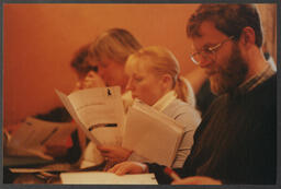 ITD staff members reviewing reading material at "MSF" Training at the University of Limerick