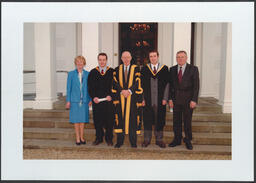 Dr Roger G. H. Downer with Graduated Students in Front of Plassey House at the University of Limerick